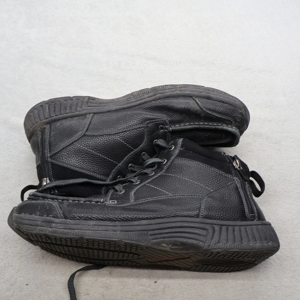 Orthofeet Men 12 4E Extra Wide Ankle Boots Black Ranger Leather Side Zip Comfort